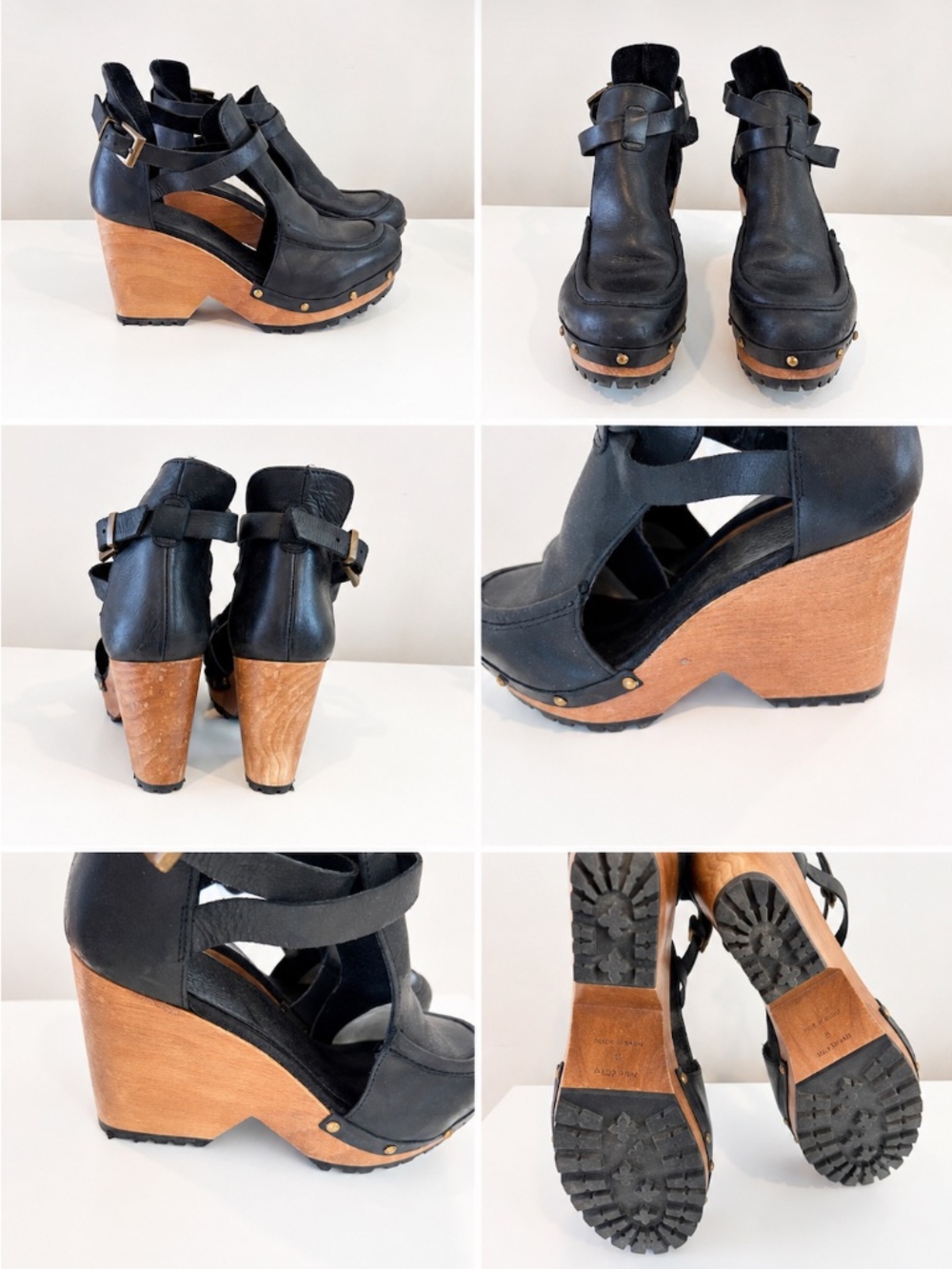 Free People - Salida Clogs – Black Leather Wedge Clogs | Size US 8 - Picture 7 of 7